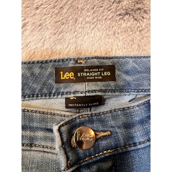 Lee Relaxed Fit Straight Leg High Rise Light Wash Denim Jeans Leg 6 - Picture 10 of 16